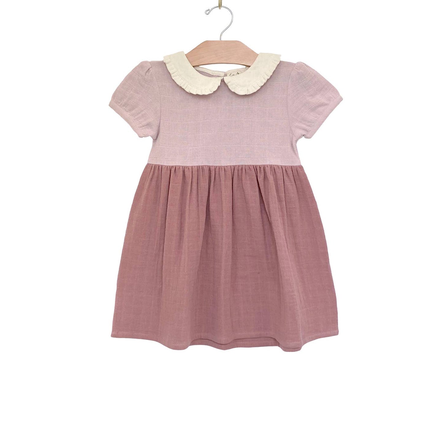 Colorblock Collar Dress- Soft Rose