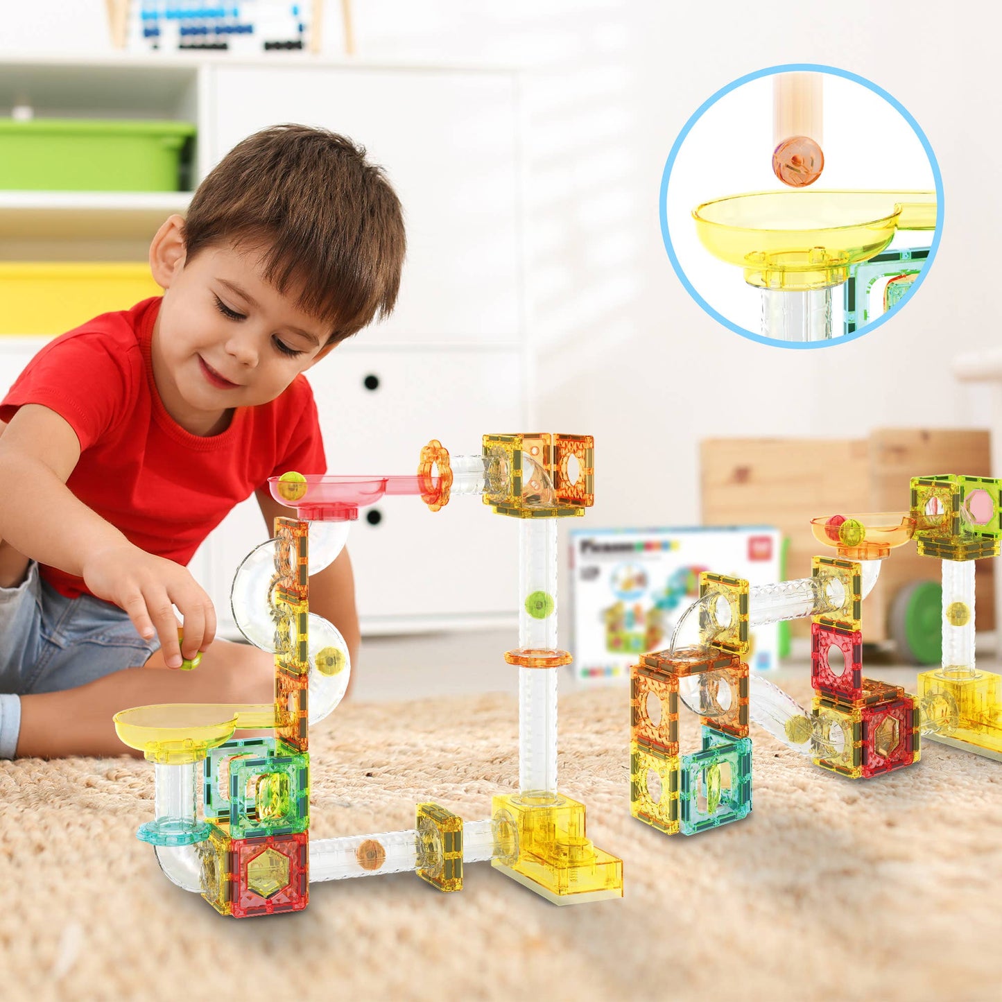 PicassoTiles (80 Pcs)(Marble Run Travel Size)