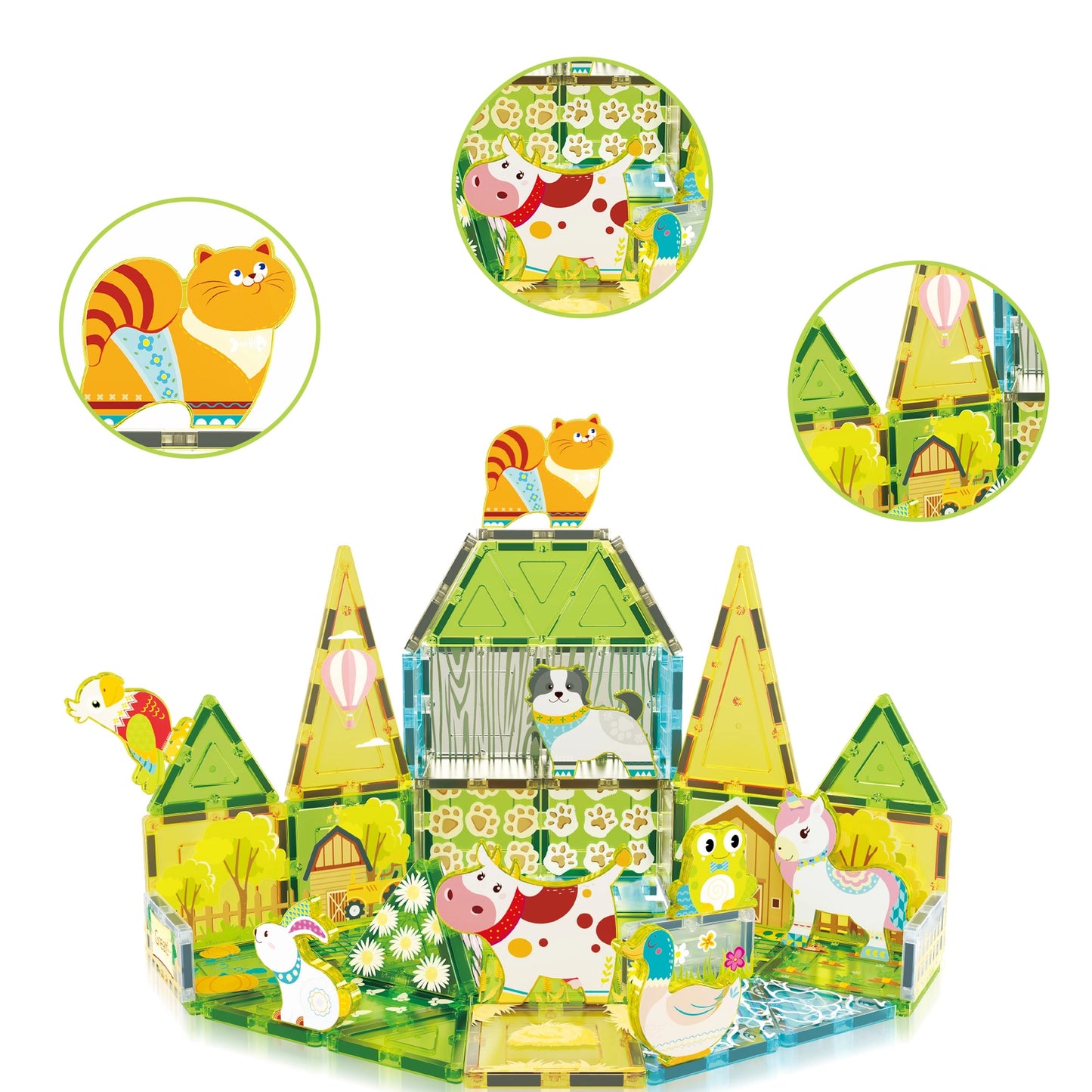 Magnet Tile Building Blocks Farm Animal Set
