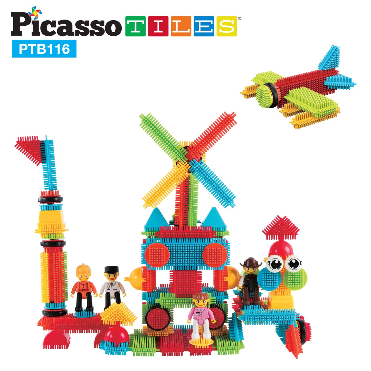 PicassoTiles PTB116 Hedgehog Building Blocks 116pc set