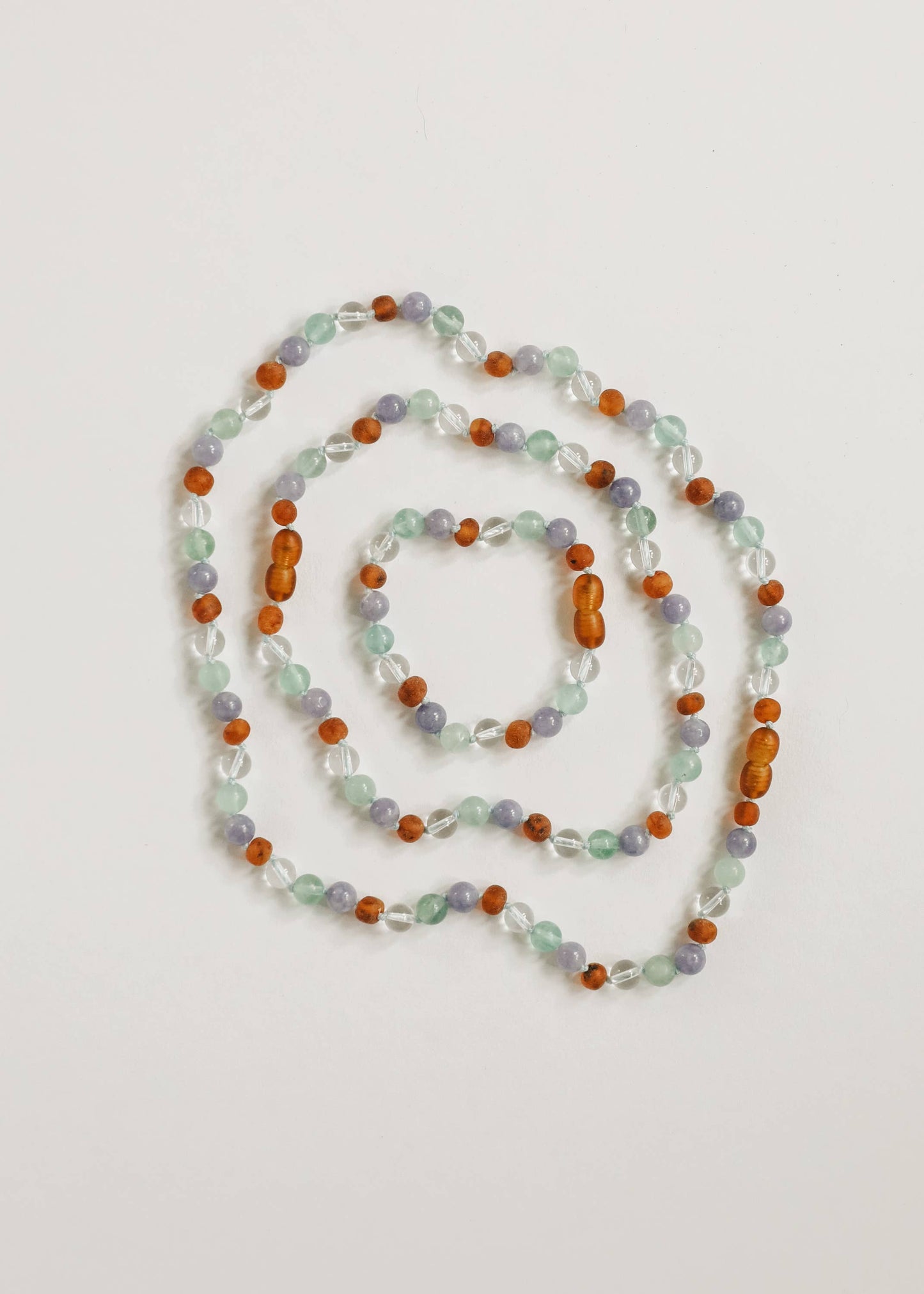 Baltic Sea Amber + Natural Gemstone || Beaded Necklace