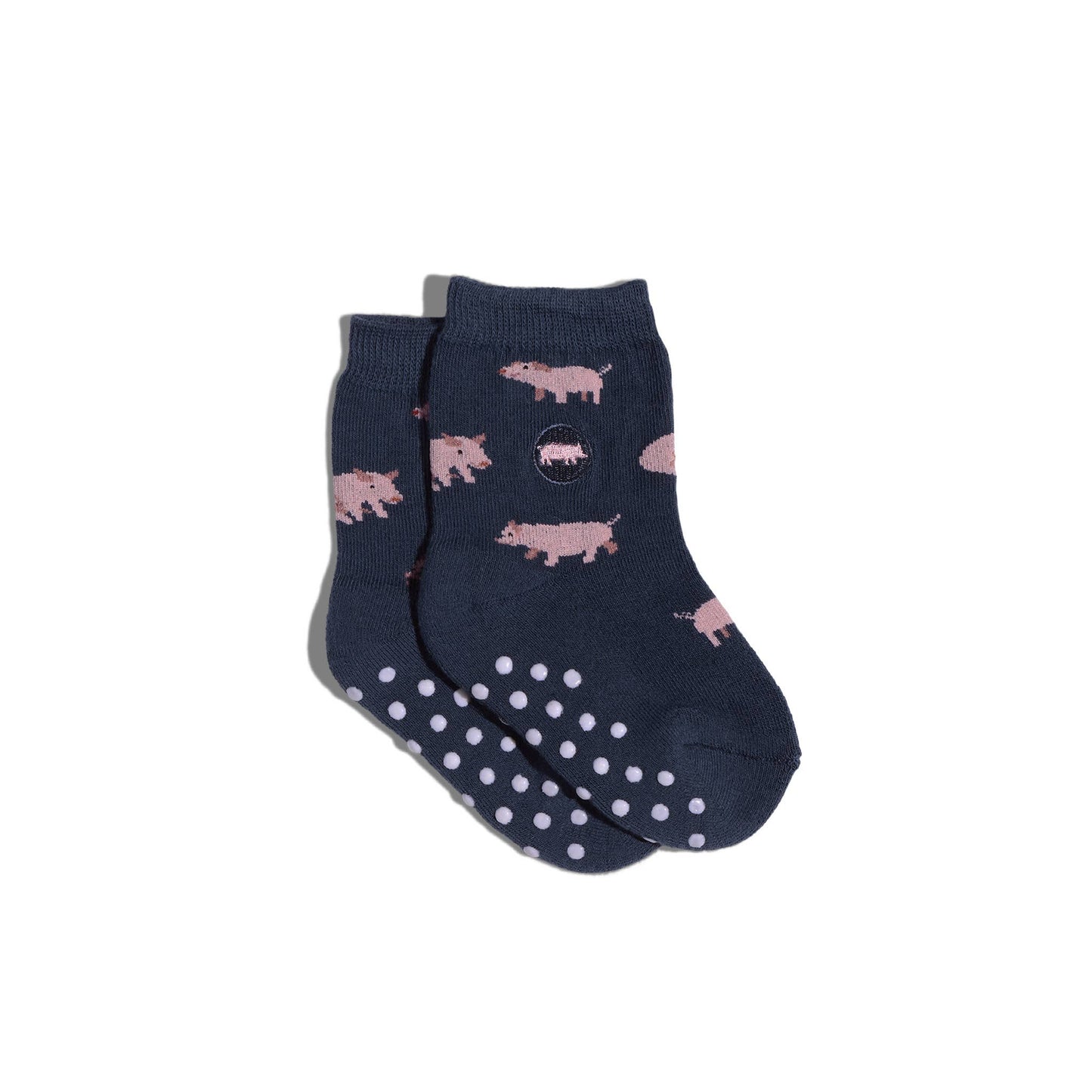 Kids Socks that Save Pigs (blue with pigs)