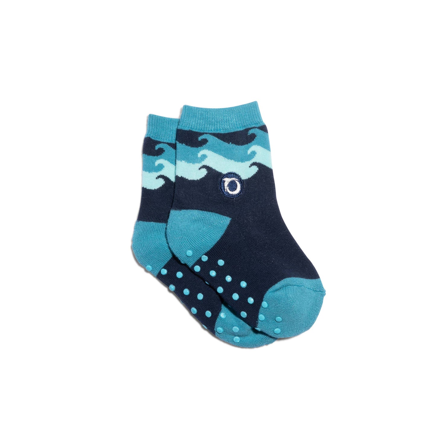 Kids Socks that Protect Oceans (blue with waves)