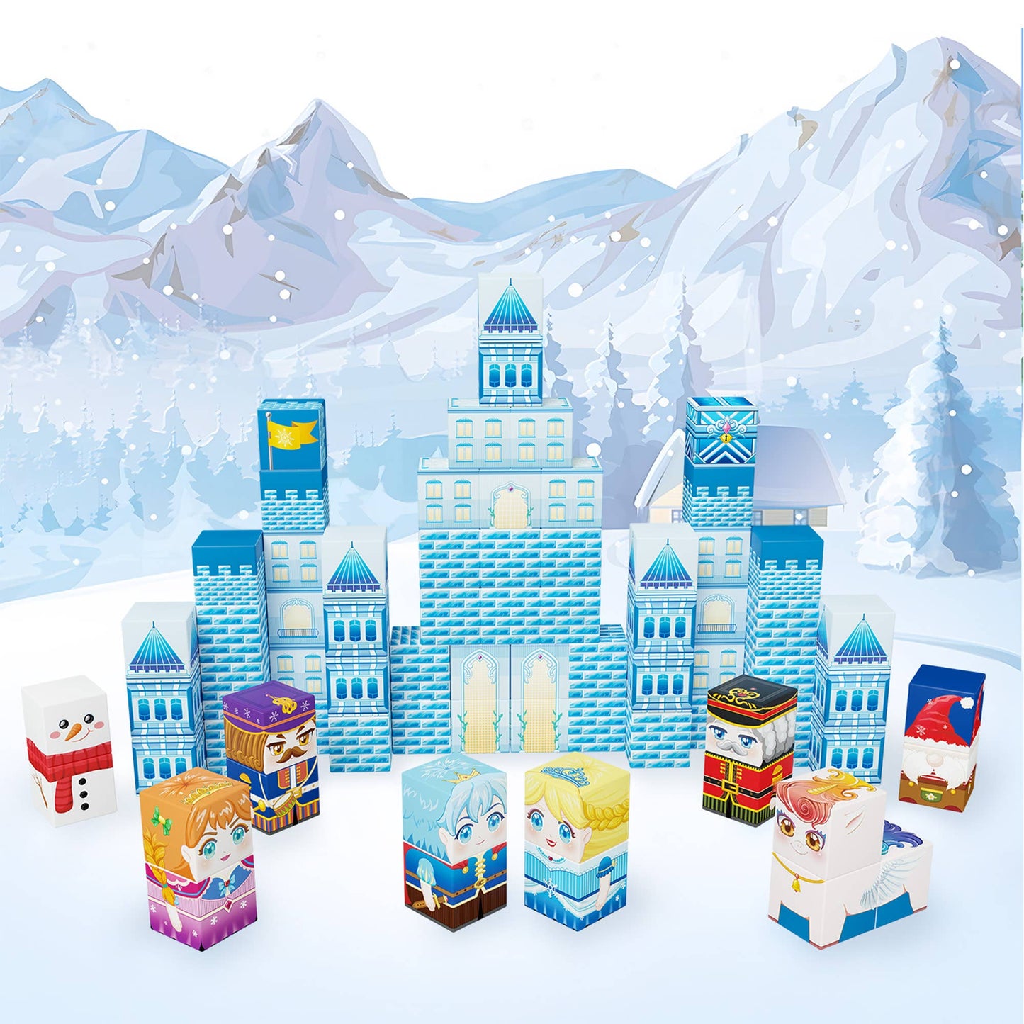 Winter Ice Themed Magnetic Cube Building Set