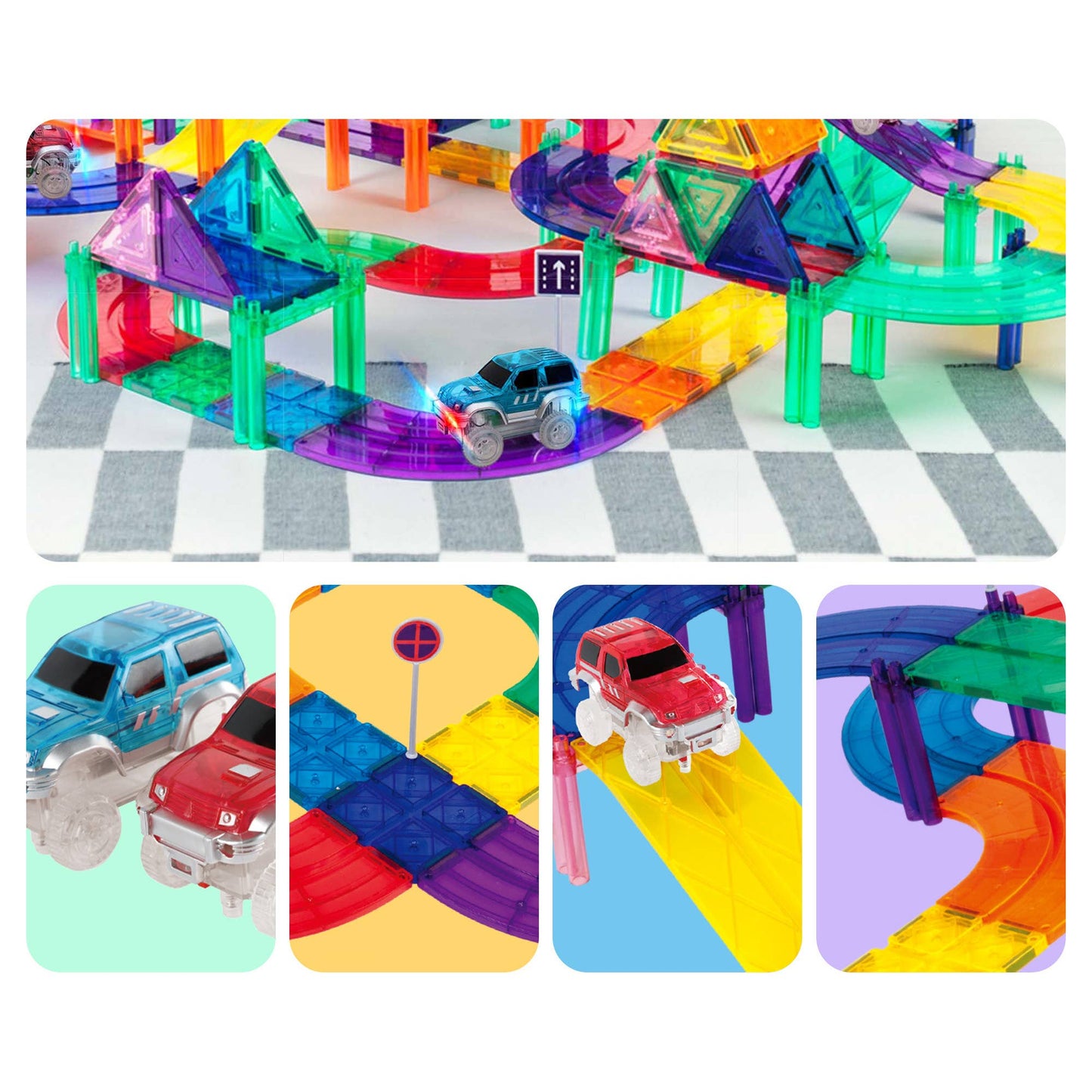 PicassoTiles 50pc Magnetic (Race Track) Building Set