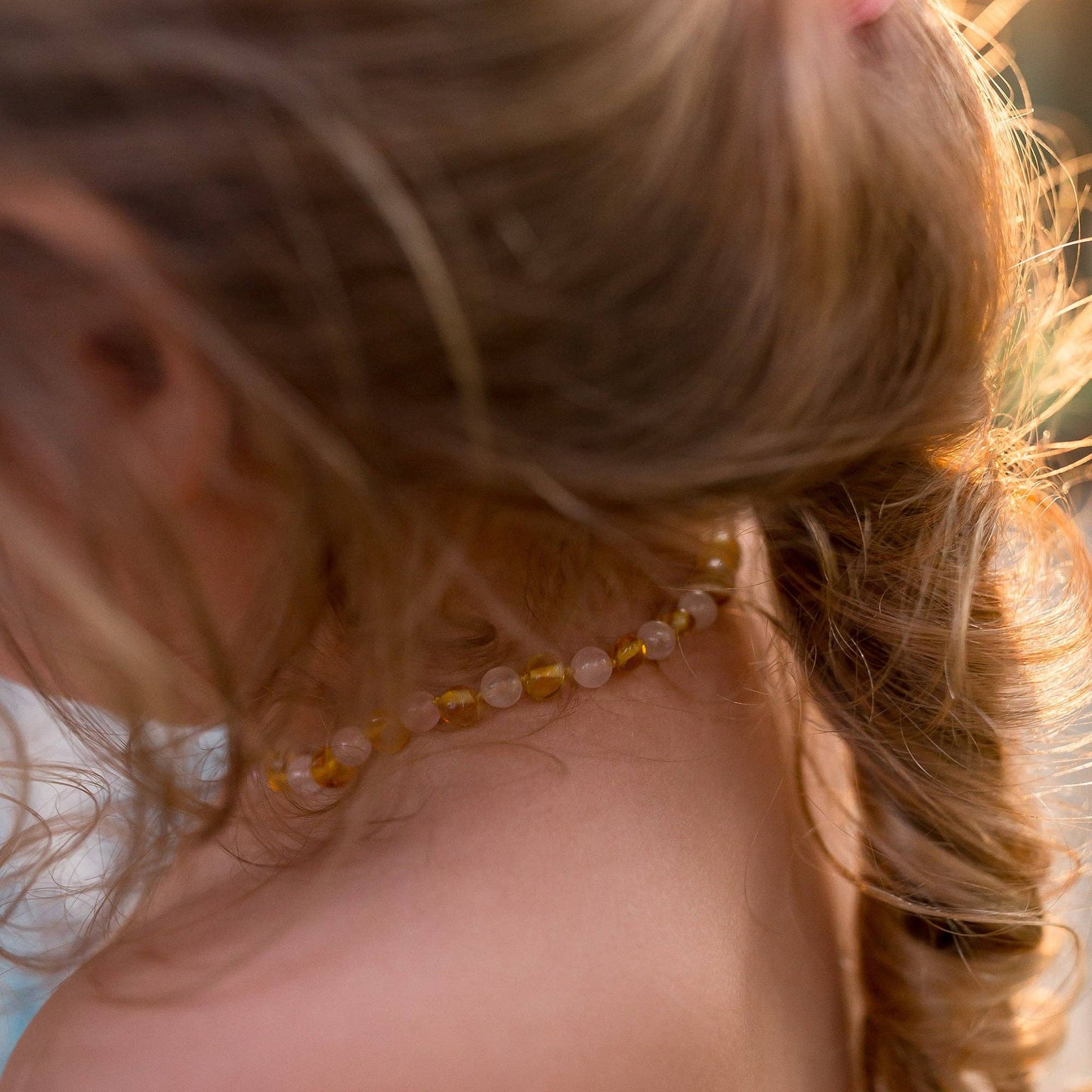 Rose Quartz + Honey Amber Necklace