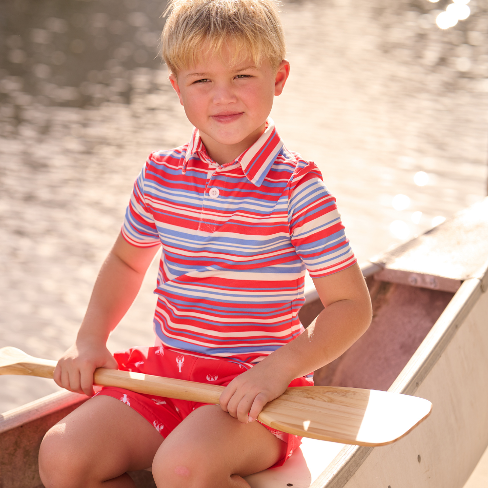 Boys Summer Shirt - Davis Pocket Polo - Cape Cod Stripe