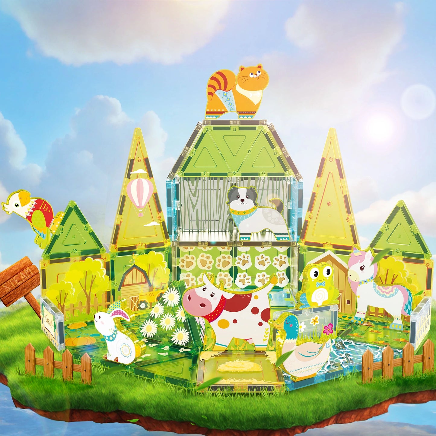Magnet Tile Building Blocks Farm Animal Set