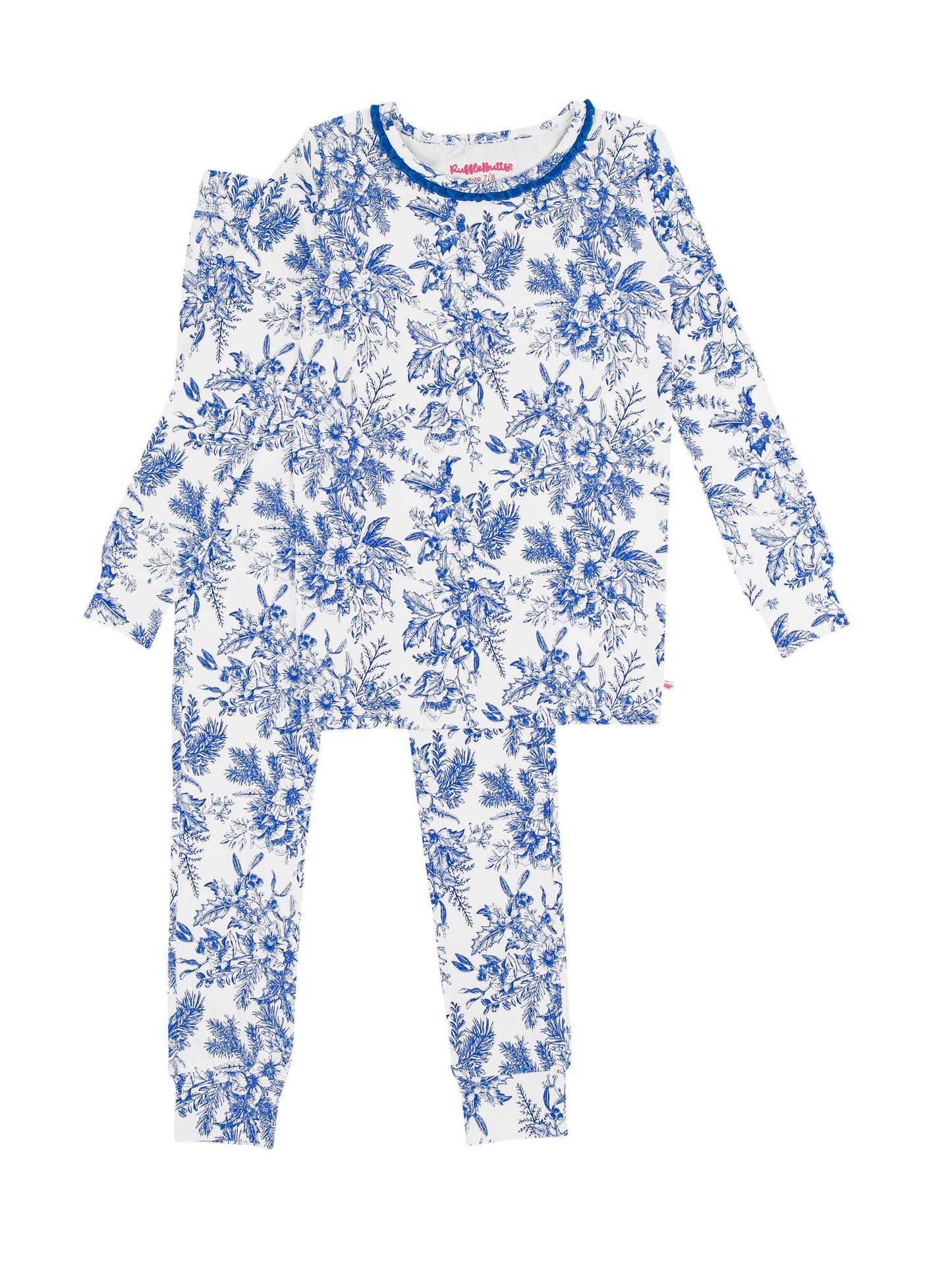 Girls Winter Bliss Toile Modal Ruffle Long Sleeve Pajama Set