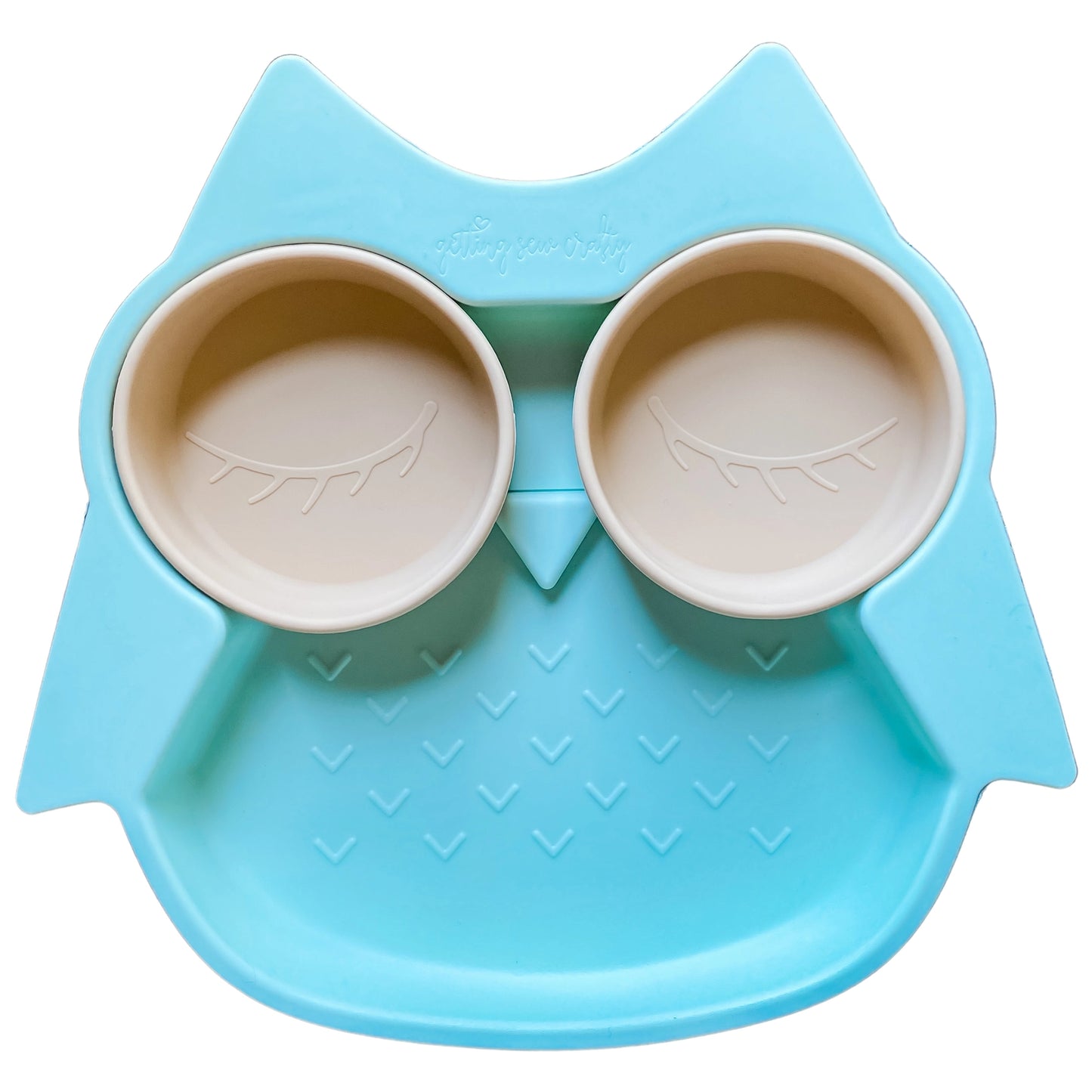 Mint Owl Divided Plate with Suction