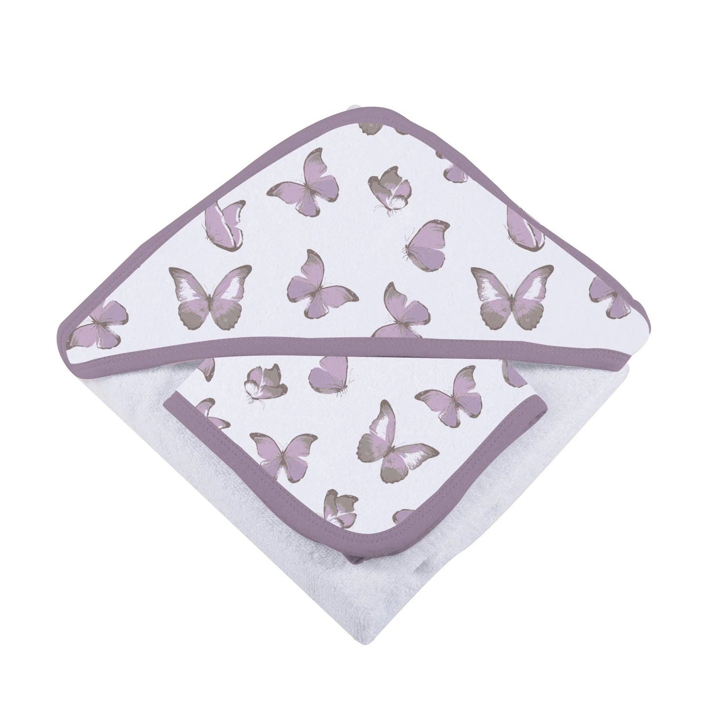 Winsome Butterflies | Cotton Hooded Towel and Washcloth Set