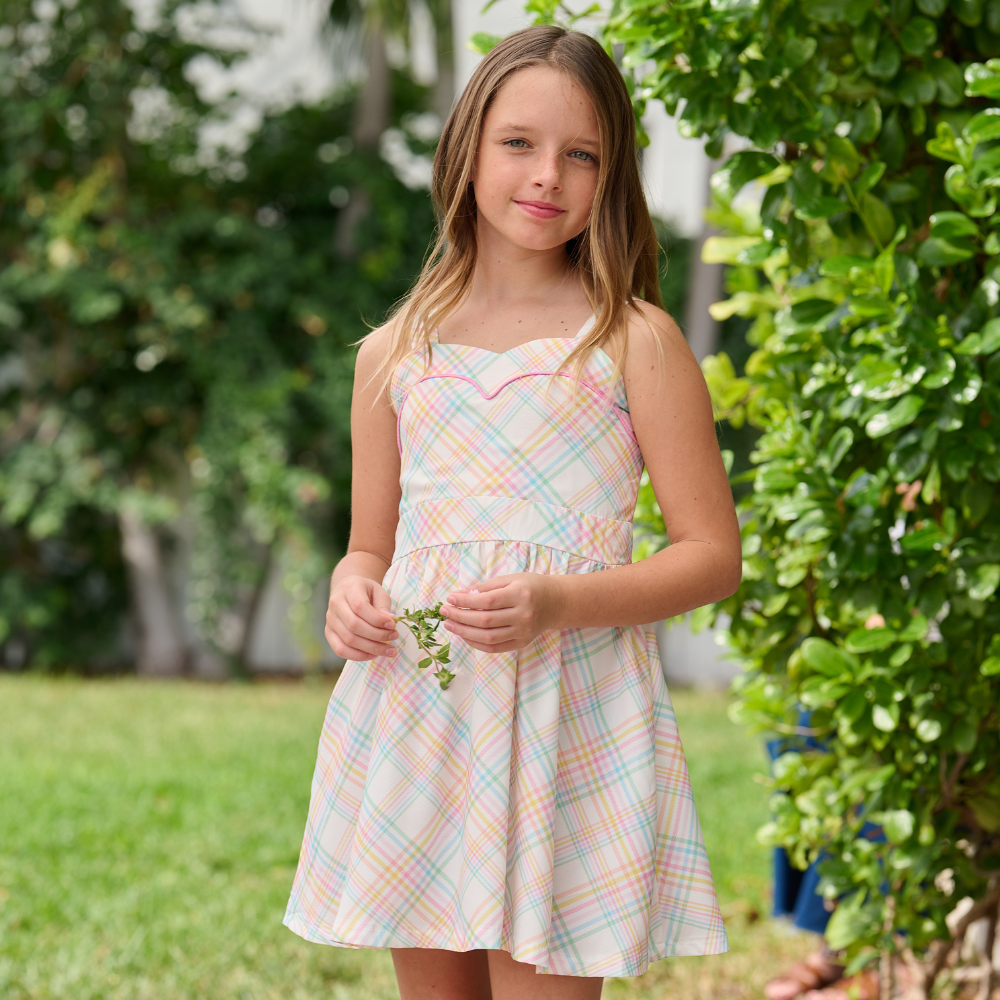 Girls Easter Spring Sweetheart Dress - Hazel Easter Plaid