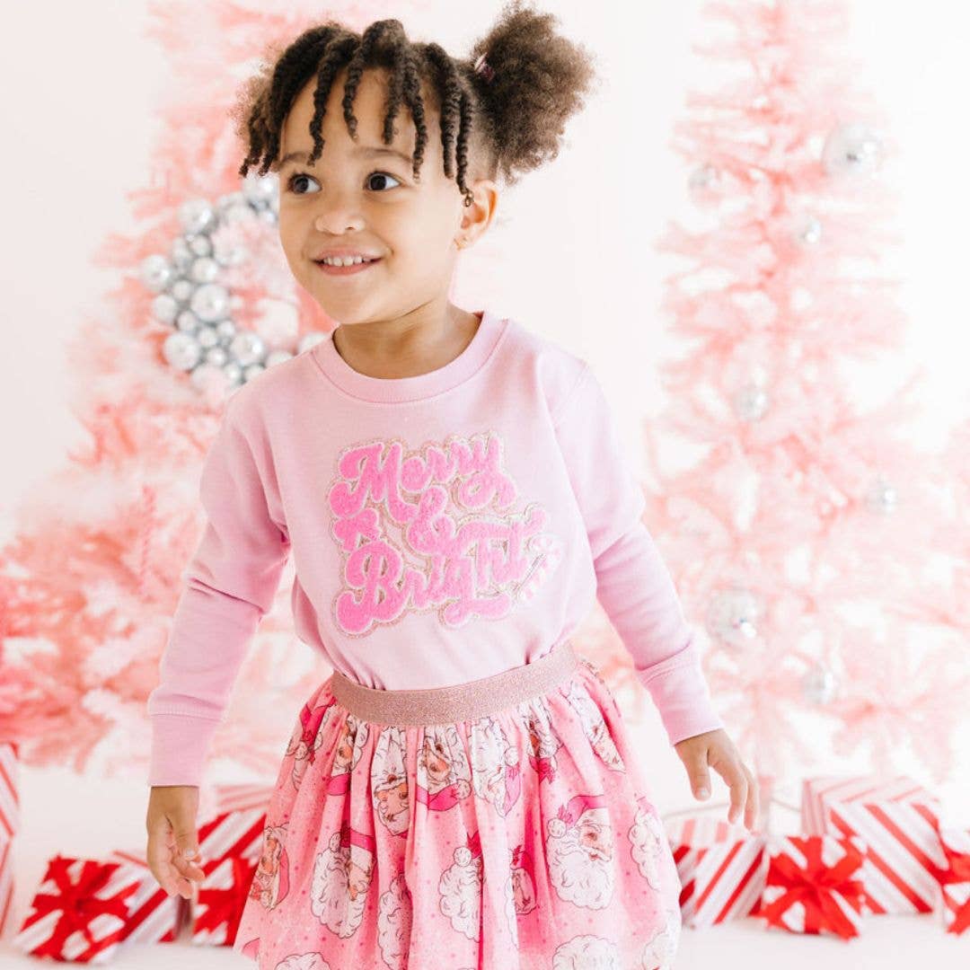 Merry and Bright Patch Christmas Sweatshirt - Kids Holiday