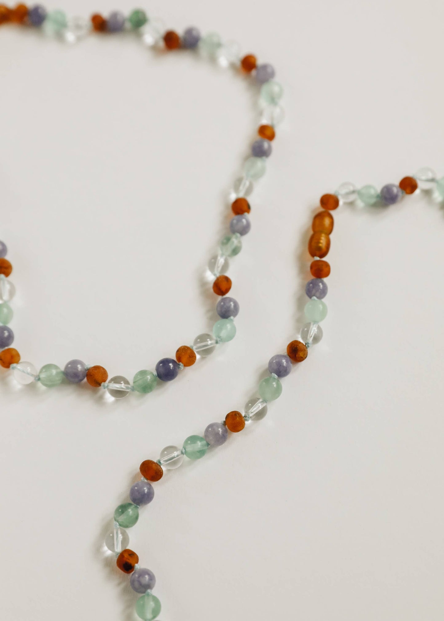 Baltic Sea Amber + Natural Gemstone || Beaded Necklace