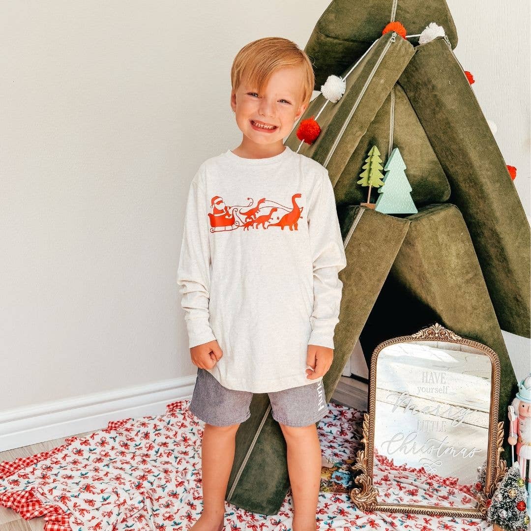 Dino Christmas | Boys Long Sleeve Shirt
