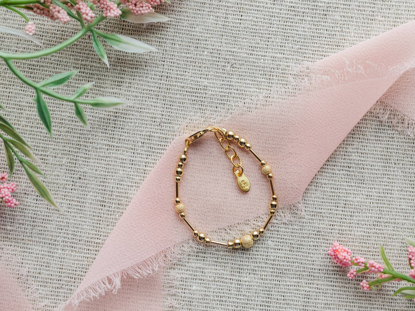 Little Girls 14K Gold-Plated Bracelet with Stardust Beads