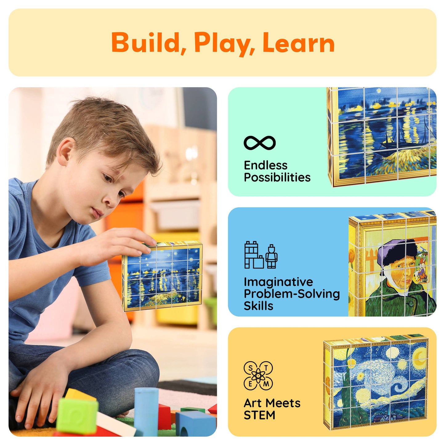 PicassoTiles 20pc (Famous Painting) Magnetic Cubes Set