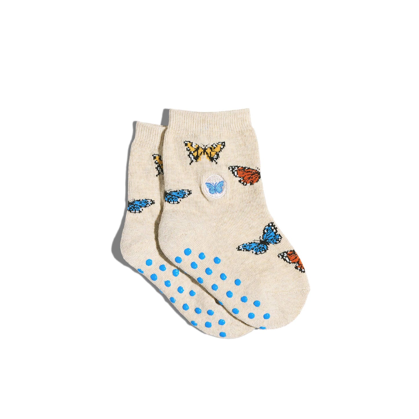 Kids Socks that Protect Butterflies (cream with butterflies)