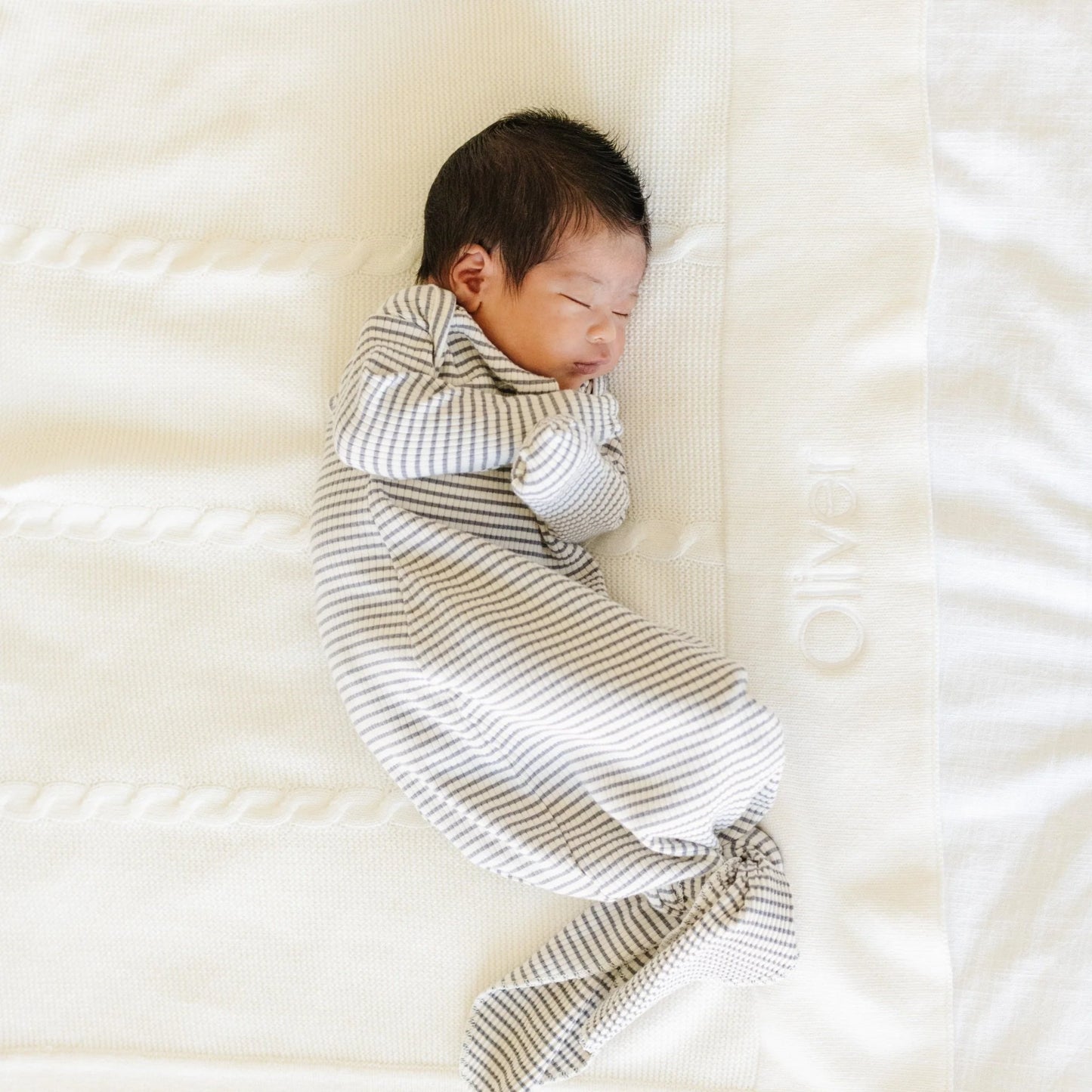 Cream Heirloom Cotton Knit Receiving Blanket