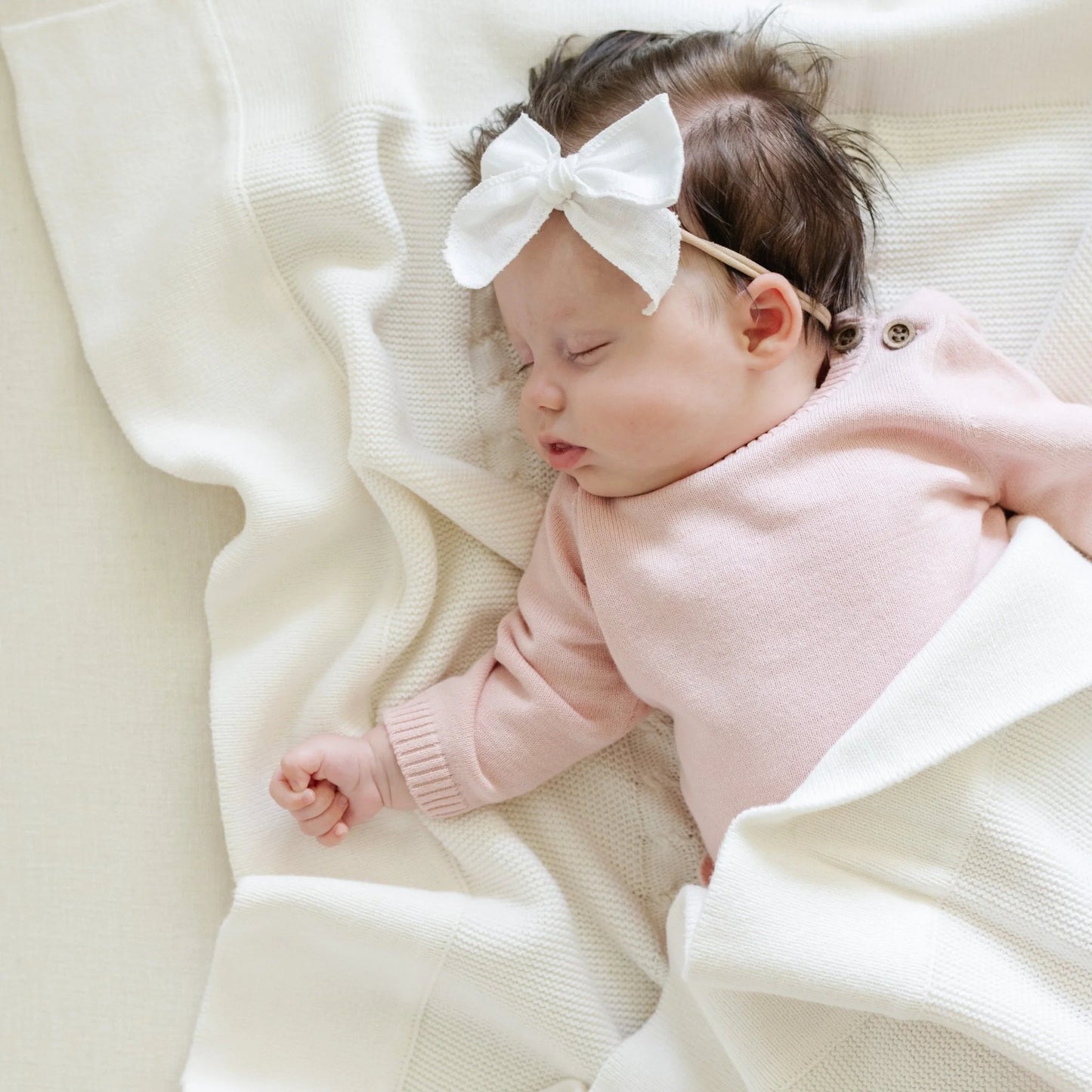 Cream Heirloom Cotton Knit Receiving Blanket