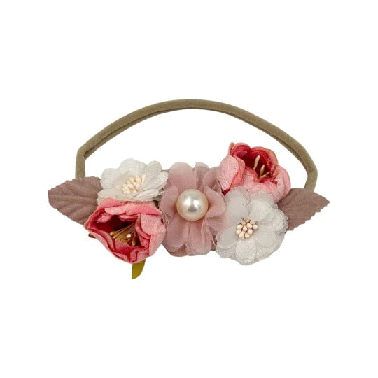 Floral & Pearls Newborn Headband