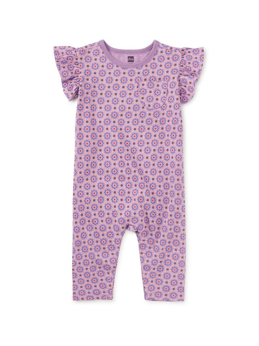 Korean Tiles Ruffle Sleeve Baby Romper