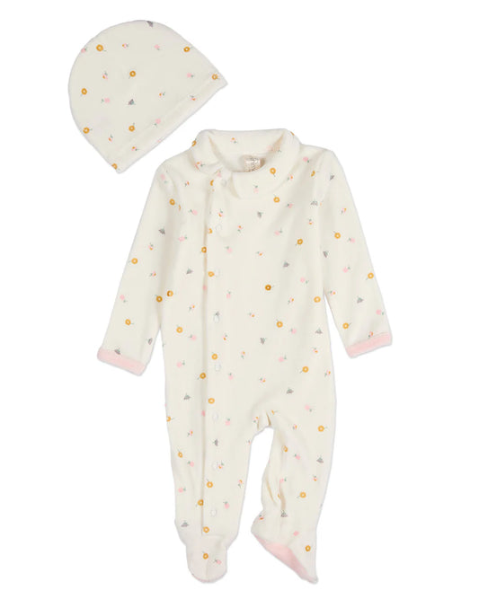 Lily of the Valley Velour 2pc Footie Set - Marshmallow