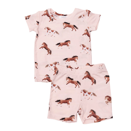 Pink Horses Loungewear Short Set