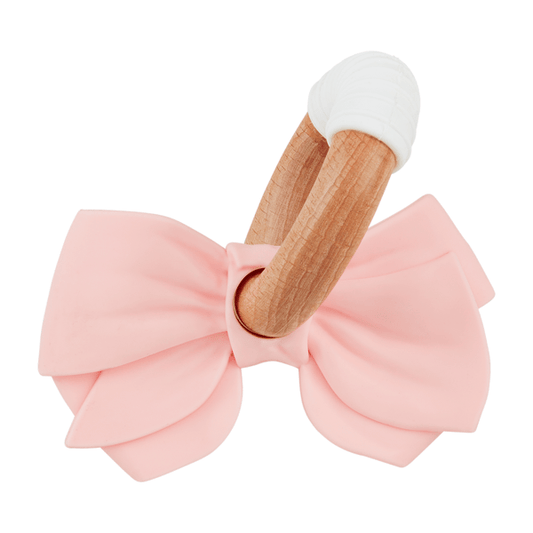 Pink Bow Silicon Ring Teether