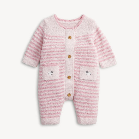 Magnetic Sweater Romper | Baa Baa Stripe Pink