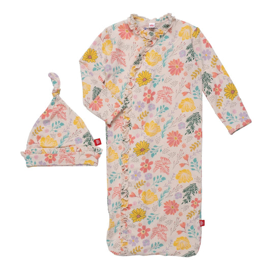 Primrose Cottage Modal Magnetic Cozy Sleeper Gown + Hat Set