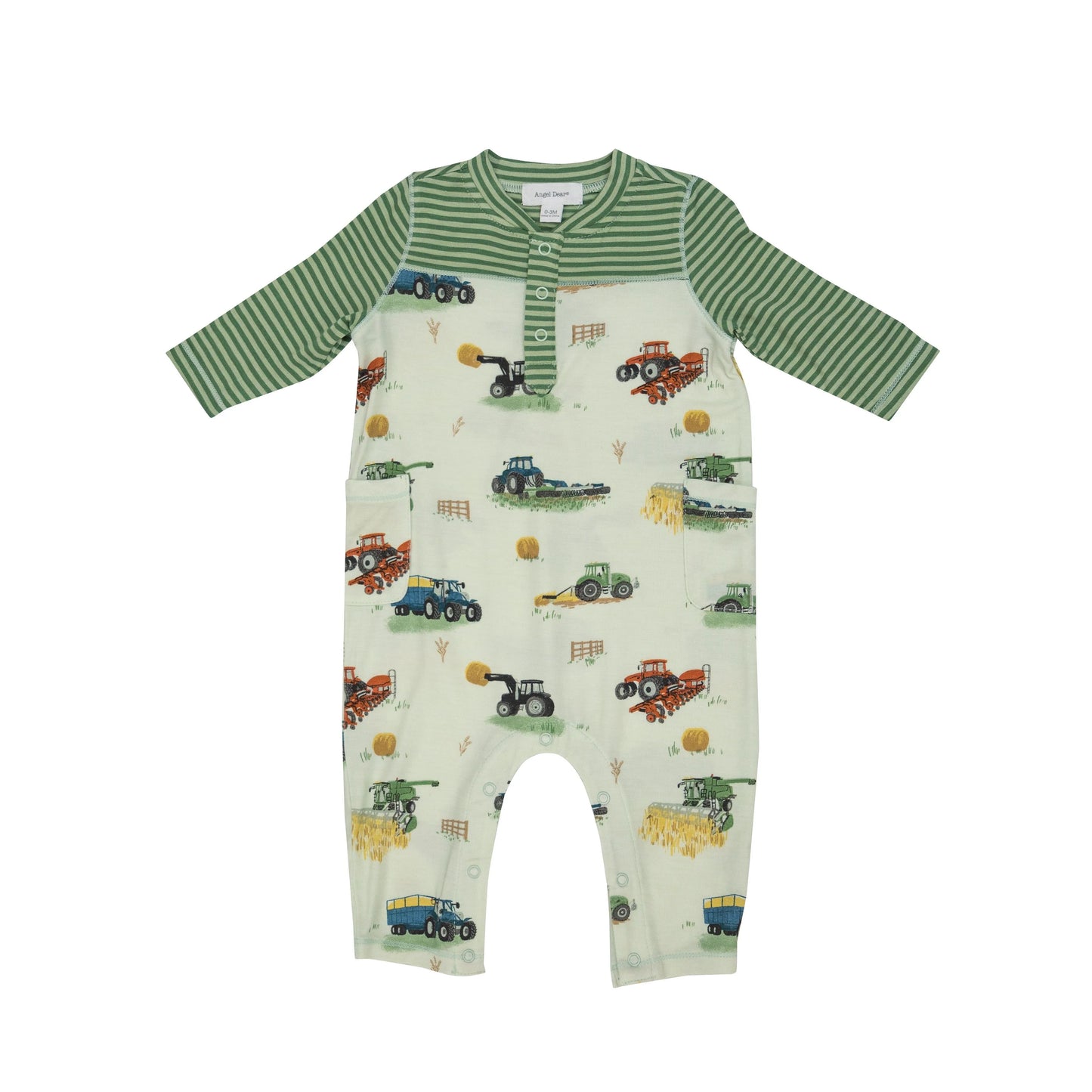 Farm Machines Romper w/ Contrast Sleeve