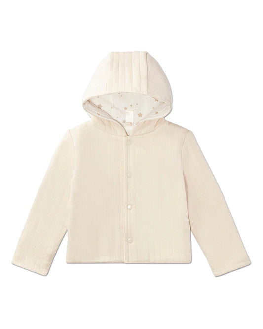 Star Print Quilted Jacket Oatmeal-Winter white