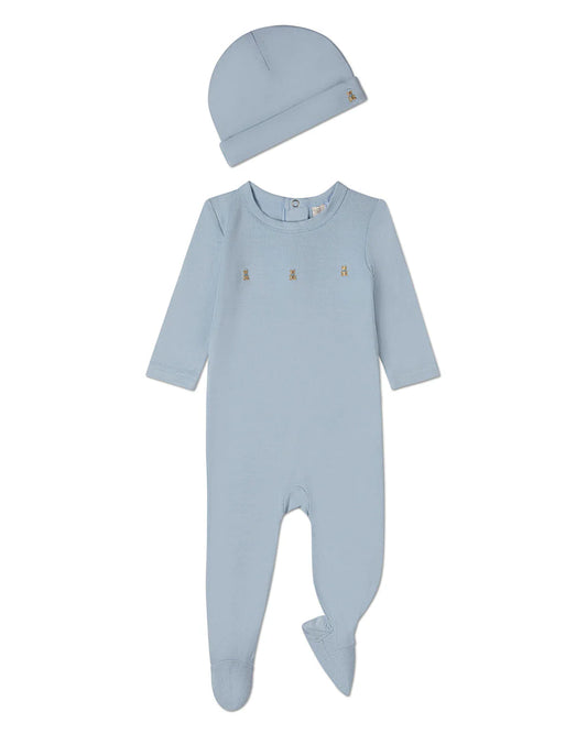 Three Little Bears 2pc Footie Set - Baby Blue