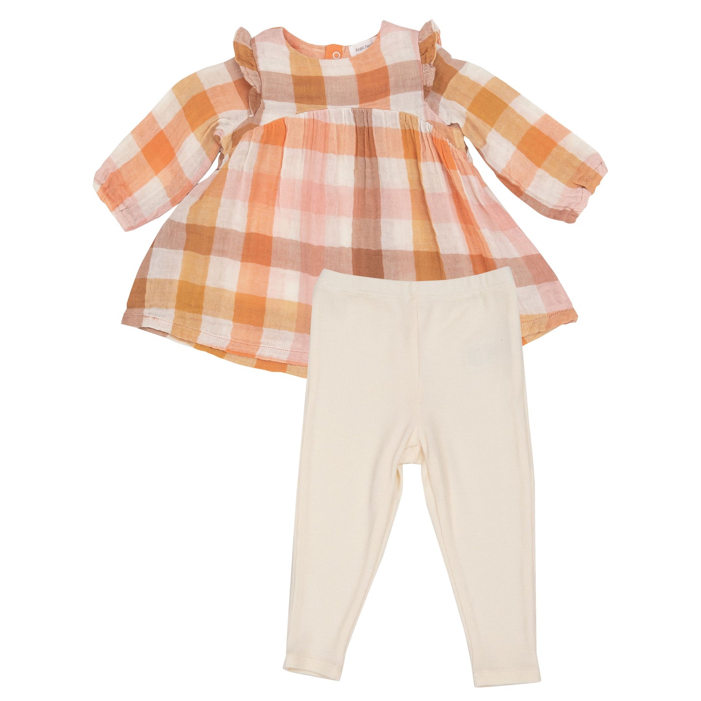 Harvest Plaid Ruffle Shoulder Dress and Legging Set