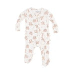 Vintage Rosebuds 2 Way Zipper Ruffle Back Footie