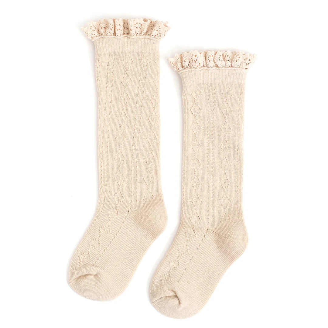 Vanilla | Fancy Lace Top Knee High Socks