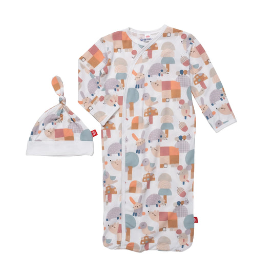 Willow Grove Modal Magnetic Cozy Sleeper Gown + Hat Set