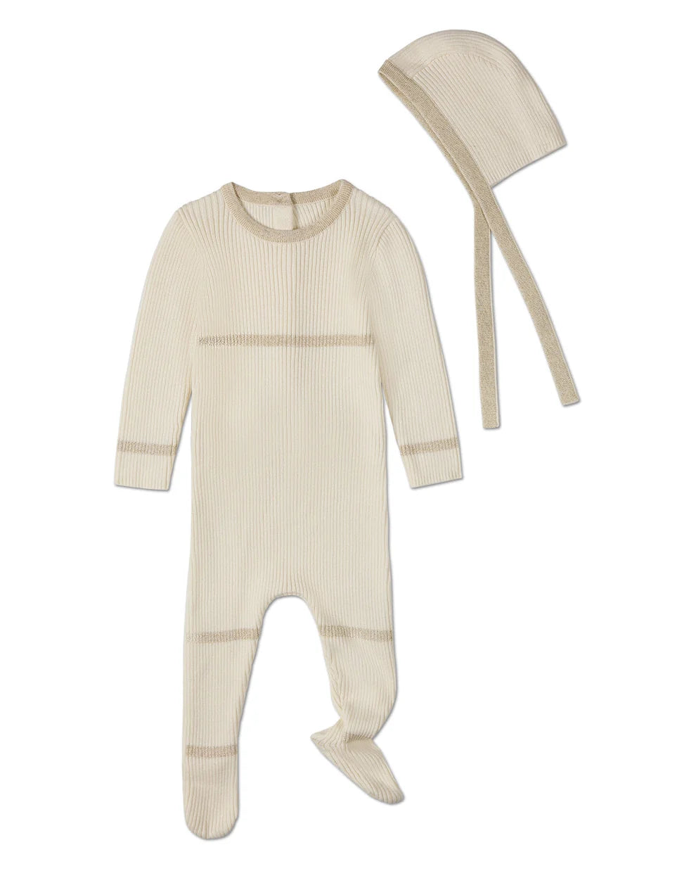 Gold Lurex 2pc Footie Set - Winter White