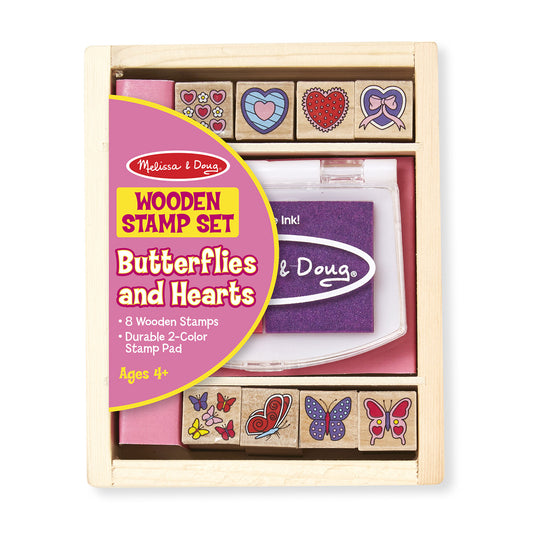 Wooden Stamp Set - Butterflies and Hearts