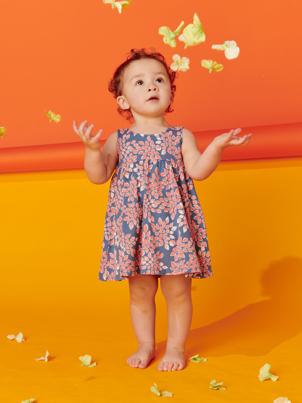 Block Print Leaf Twirl Tank Baby Dress