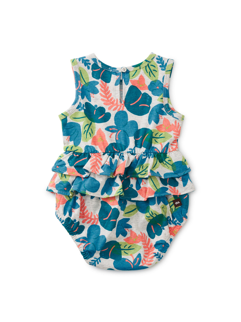 Tropical Hibiscus Tiered Ruffle Baby Romper