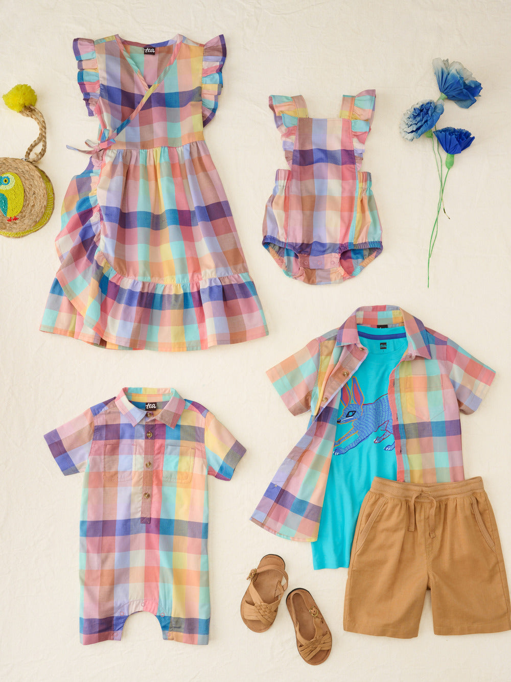 Feliz Familia Plaid Woven Wrap Dress