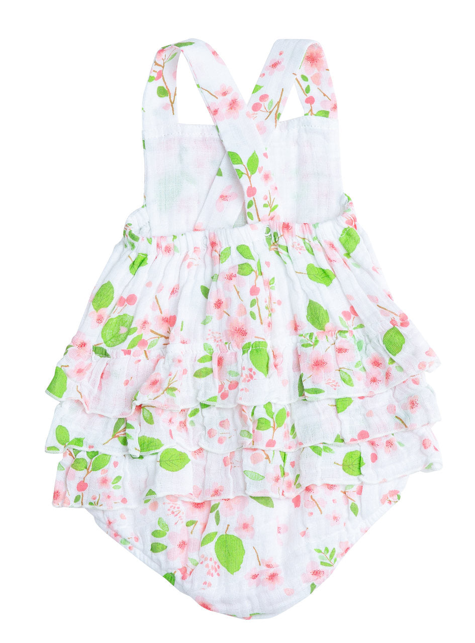 Angel Dear Sunsuit with Ruffle Back - Cherry Blossom