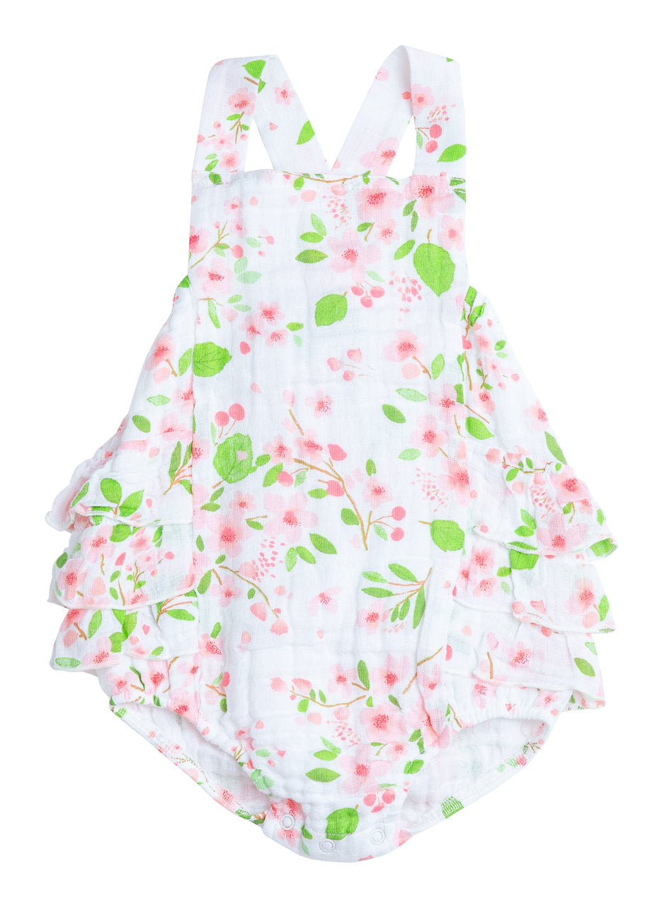 Angel Dear Sunsuit with Ruffle Back - Cherry Blossom