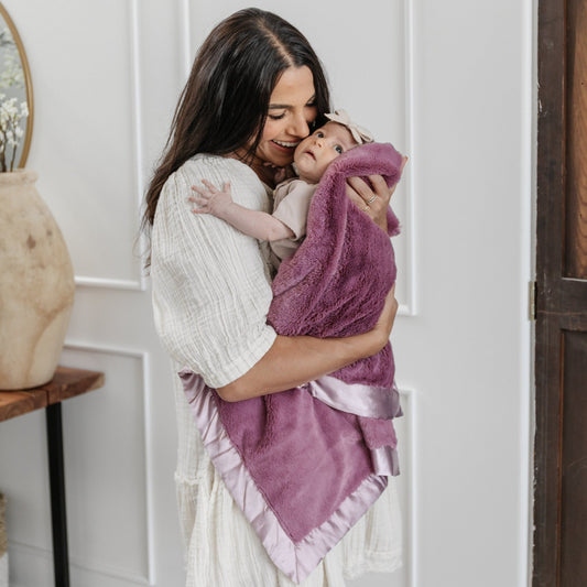 Mauve Lush Satin Border Receiving Blanket