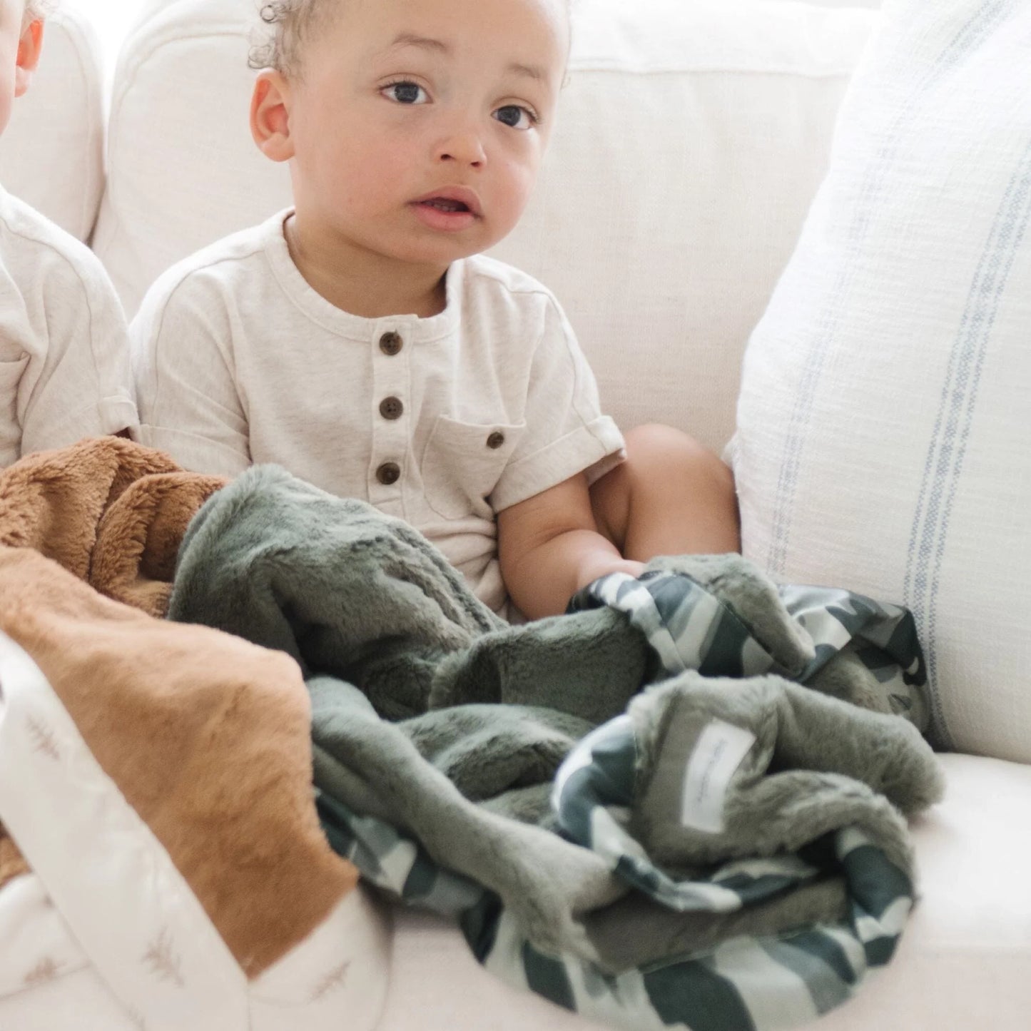 Camo Lush Satin Border Receiving Blanket