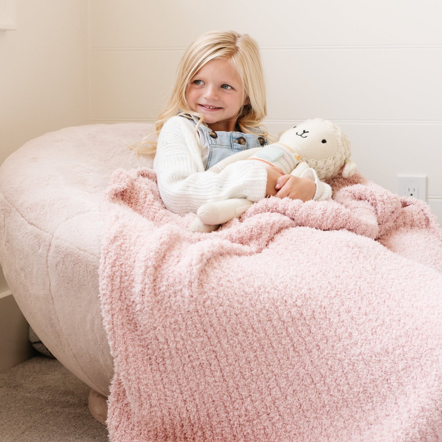 Rose Dust Ribbed Bamboni Toddler Blanket