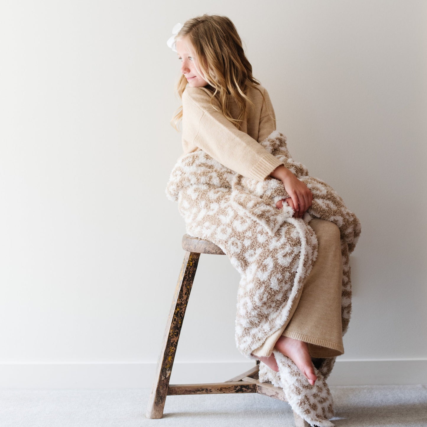 Tan Leopard Double-Layer Bamboni Toddler Blanket