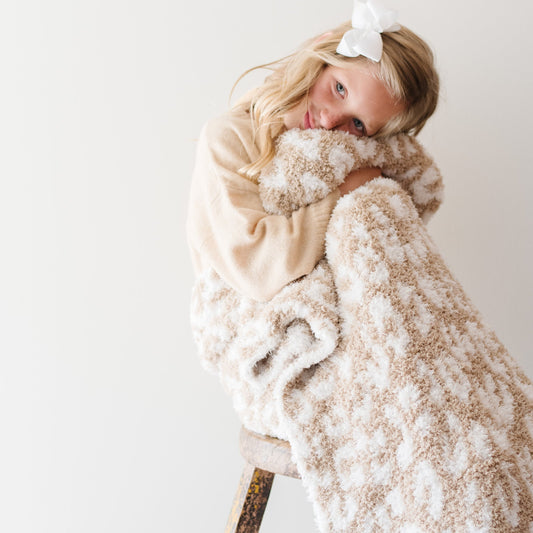 Tan Leopard Double-Layer Bamboni Toddler Blanket